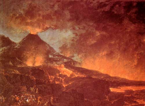Eruzione del Vesuvio dalle pendici del cratere